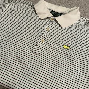 Masters White Striped Men’s Polo Golf Shirt Size Large